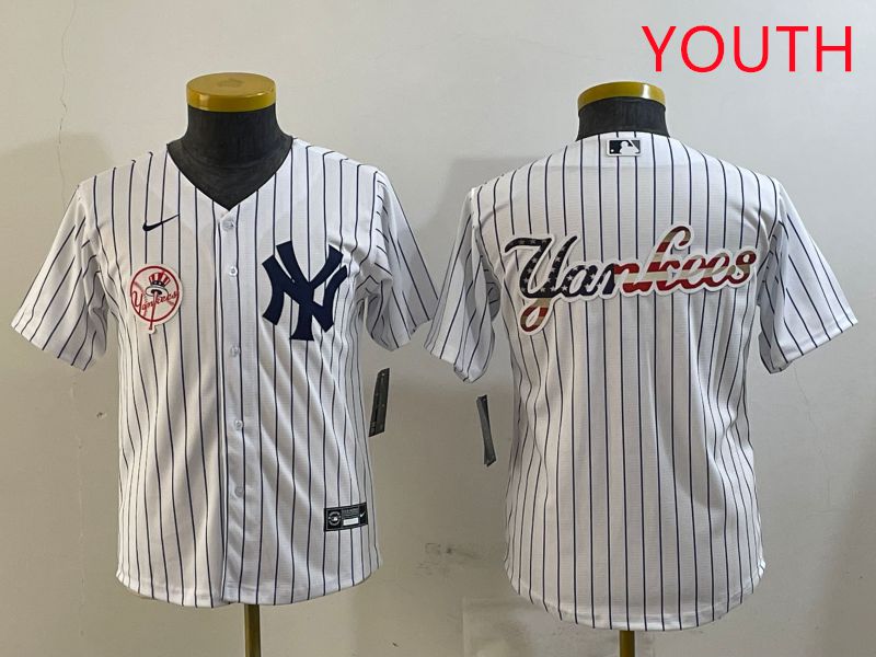 Youth New York Yankees Blank White Stripe Game 2025 Nike MLB Jersey style 29->youth mlb jersey->Youth Jersey
